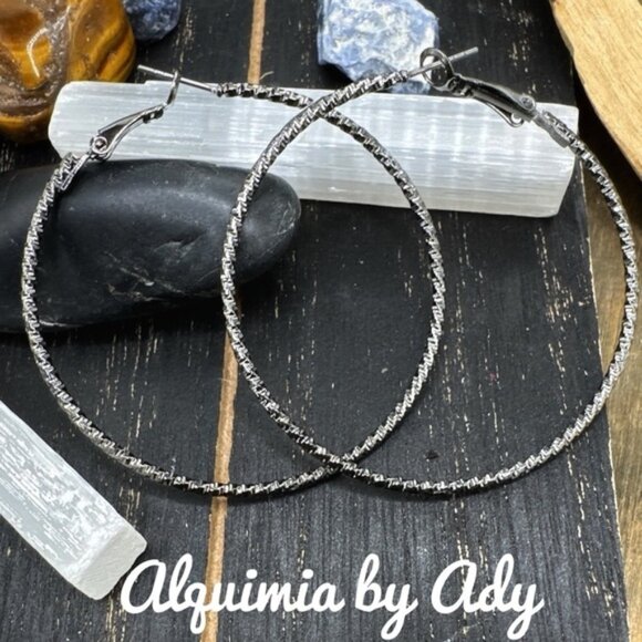 Alquimia Silver Hoop Earrings - Picture 1 of 4
